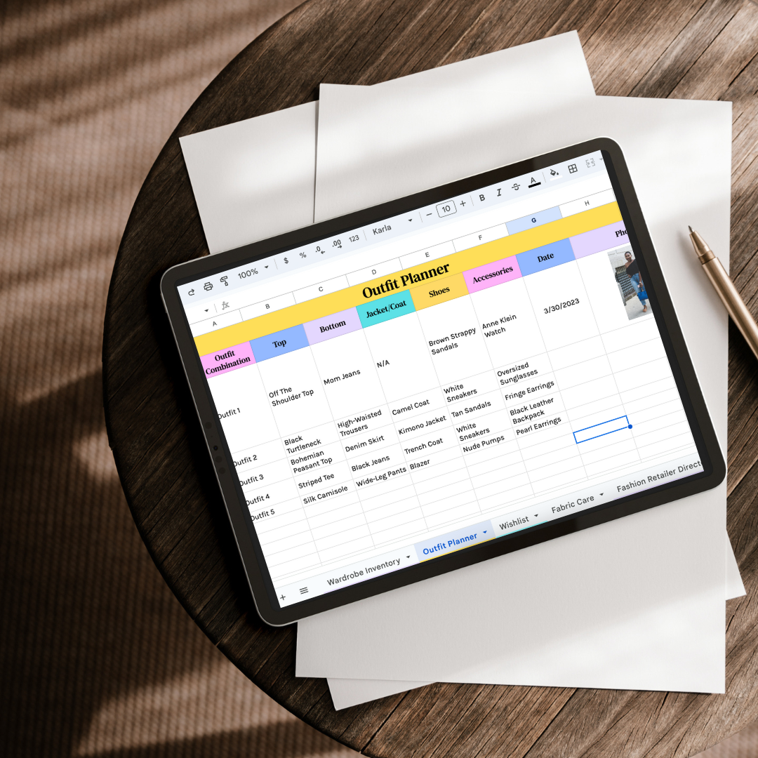 Wardrobe Inventory Spreadsheet Tracker Autum Love
